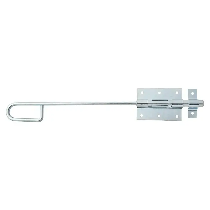 Alberts Pestillo deslizante tipo bayoneta - L x An: 400 x 67 mm, Plateado, Zincado - Un resistente cerrojo galvanizado con mango en forma de U y placas de montaje, ideal para puertas y portones.