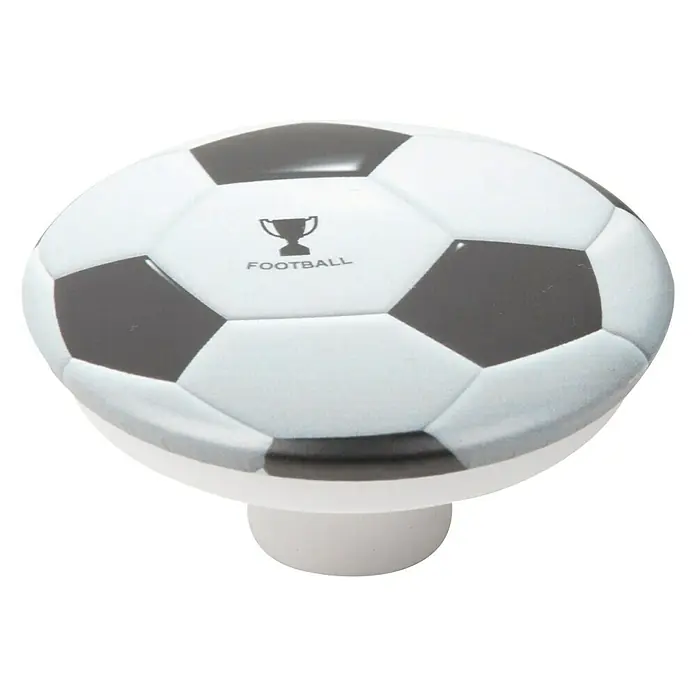 Nesu Pomo para muebles Football - Ø x Al: 50 x 24 mm, Plástico - Pomo de fútbol: Un pomo redondo con un diseño de balón de fútbol, perfecto para habitaciones infantiles.