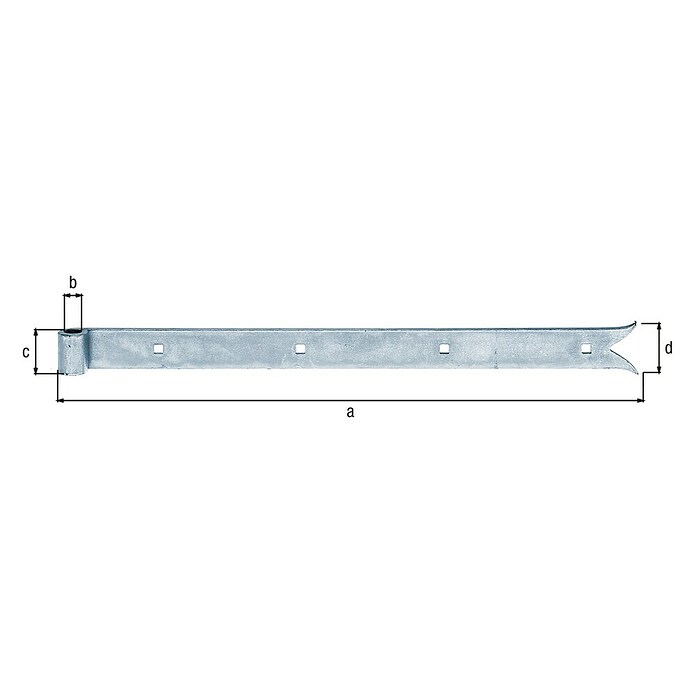 Alberts Bisagra con cola de pez (Largo: 500 mm, Plateado, 4 agujeros) | BAUHAUS