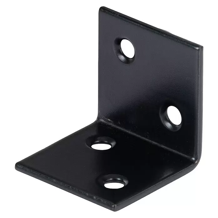 Stabilit Escuadra ancha - L x An: 30 x 30 mm, Acero, Negro, 4 agujeros - Escuadra metálica negra en forma de L con cuatro orificios para tornillos, ideal para refuerzo o soporte de esquina.