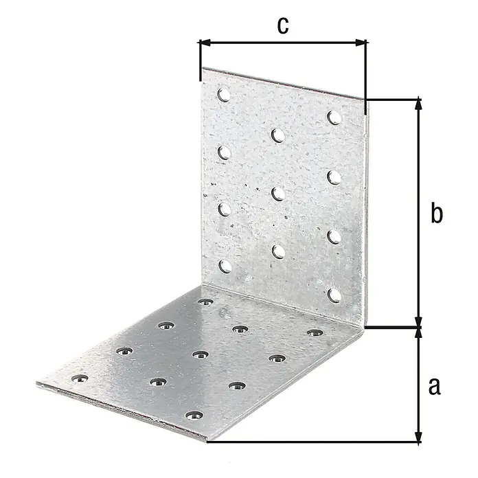 Stabilit Lochplattenwinkel - 80 x 80 x 60 mm, 1 Stk. - Winkelverbinder aus Metall mit den Maßen a, b und c. Perfekt für stabile Holzverbindungen und Konstruktionen.
