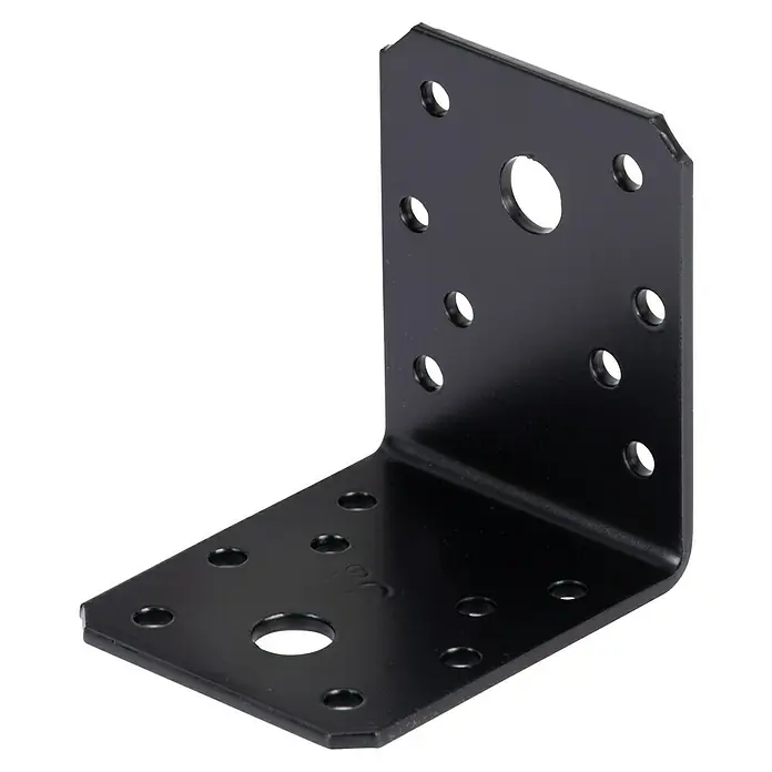 Stabilit Winkelverbinder - L x B x H: 70 x 55 x 70 mm, Stahl, Beschichtet, 1 Stk. - Schwarzer Winkelverbinder aus Metall mit Löchern zur Befestigung. Ideal für Holzkonstruktionen und Möbelbau, robust und zuverlässig.