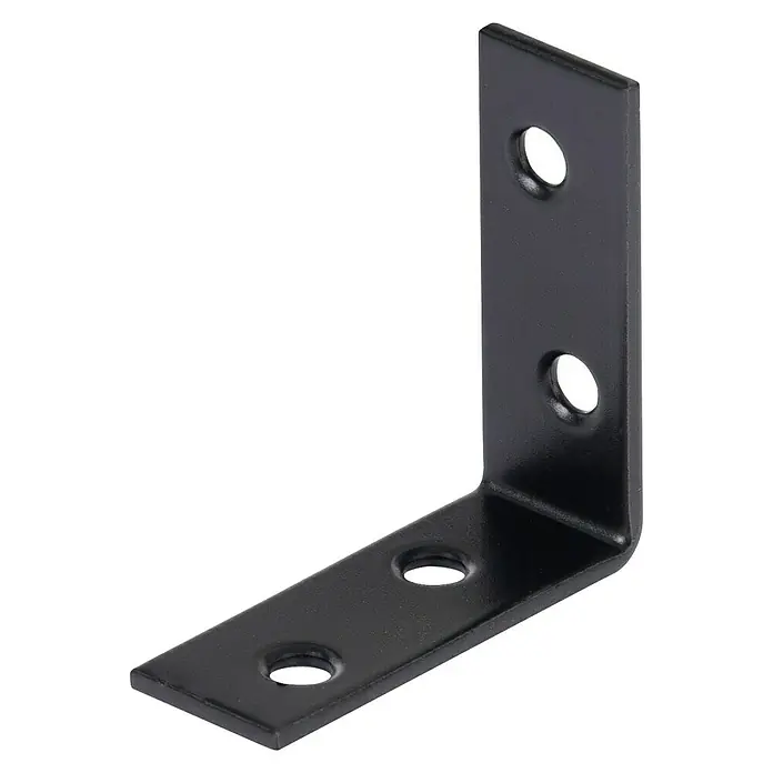 Stabilit Escuadra de silla - L x An: 40 x 15 mm, Acero, Revestido, Espesor: 1,75 mm, Negro - Escuadra negra con agujeros, un componente robusto y versátil para muebles y aplicaciones estructurales.