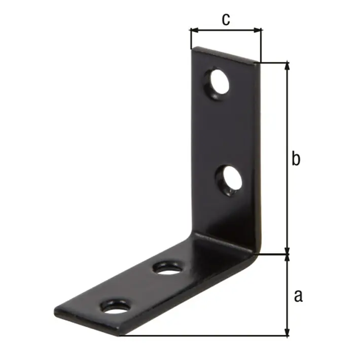 Stabilit Escuadra de silla - L x An: 40 x 15 mm, Acero, Revestido, Espesor: 1,75 mm, Negro - Escuadra negra con dimensiones a, b y c para conexiones estables.