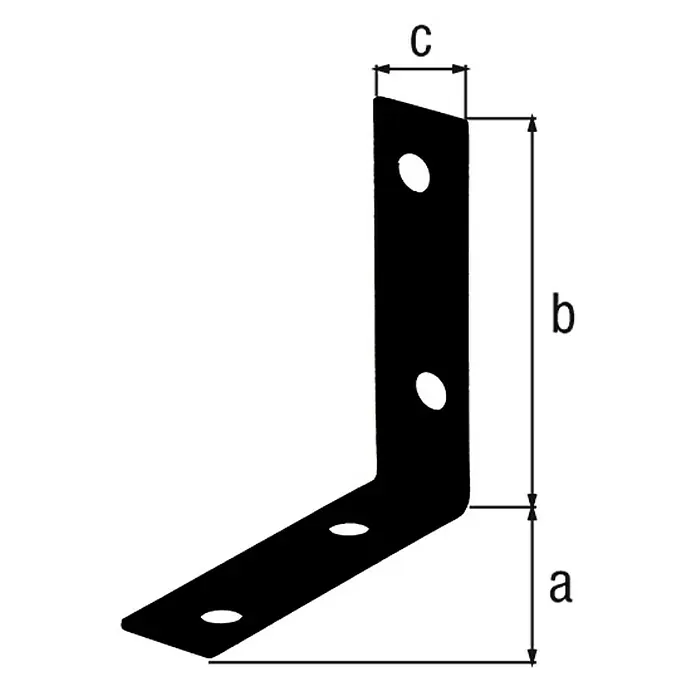Stabilit Stuhlwinkel - L x B x H: 75 x 16 x 75 mm, Stahl, Beschichtet - Winkelverbinder mit den Maßen a, b und c zur Befestigung von Bauteilen, ideal für Möbelbau und Konstruktionen.