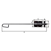 Alberts Pestillo deslizante tipo bayoneta (L x An: 500 x 67 mm, Negro, Zincado) | BAUHAUS