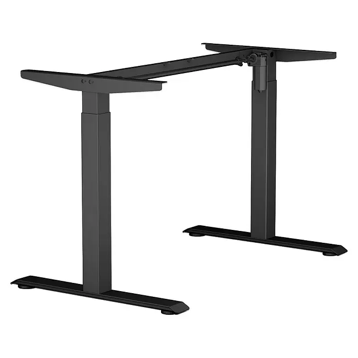 Tischgestell 1M2S - Höhenverstellung: 700 cm - 1.170 cm, Traglast: 80 kg, Stahl, Schwarz - Schwarzes, höhenverstellbares Schreibtischgestell mit zwei Beinen.
