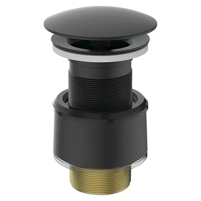 Ideal Standard Ablaufventil - Schwarz, Permanent geöffnet - Matter schwarzer Pop-Up-Waschbeckenablauf mit Gewindefuß aus Messing.