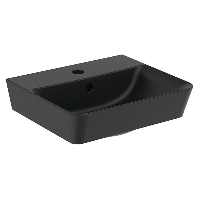 Ideal Standard Connect Air Waschbecken (B x L: 40 x 35 cm, Ohne Spezialglasur, Hahnloch: Mitte, Mit Überlauf, Schwarz) | BAUHAUS