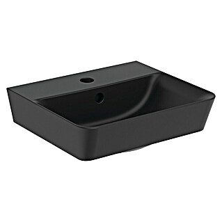 Ideal Standard Connect Air Waschbecken (B x L: 40 x 35 cm, Ohne Spezialglasur, Hahnloch: Mitte, Mit Überlauf, Schwarz)