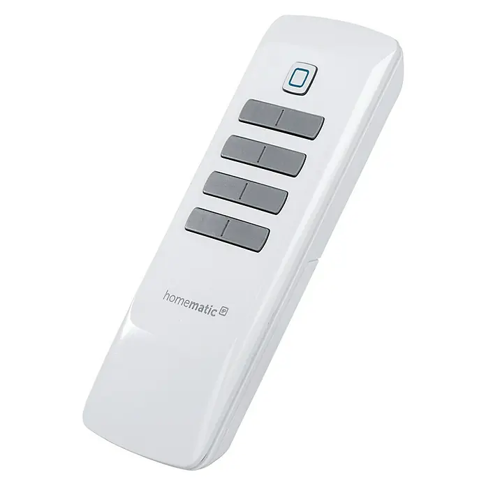 Homematic IP Funkfernbedienung HmIP-RC8 - 300 m, Weiß, 19 x 46 x 131 mm - Weiße Homematic Fernbedienung mit fünf Knöpfen zur Steuerung von Smart Home Geräten.