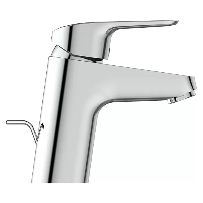 Ideal Standard Ceraflex Waschtischarmatur - Höhe: 13,3 cm, Chrom, Glänzend - Moderner polierter Chrom-Waschtischmischer mit flachem Hebel und Zugstangenablaufgarnitur.