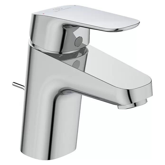 Ideal Standard Ceraflex Waschtischarmatur - Höhe: 13,3 cm, Chrom, Glänzend - Moderner Einhebelmischer aus poliertem Chrom mit integriertem Zugstangen-Ablaufgarnitur.