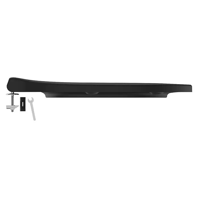 Ideal Standard Connect Air WC-Sitz - Duroplast, Schwarz, Mit Absenkautomatik - Schwarze Tischhalterung mit Schraubklemme, Zylindereinsatz und Schraubenschlüssel zur Montage.
