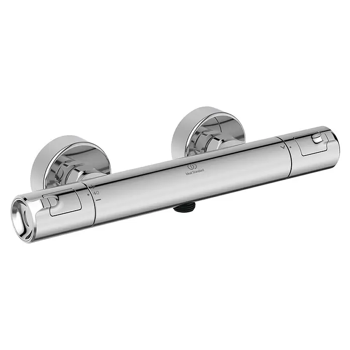 Ideal Standard Ceratherm Brausethermostat T50 - Chrom - Verchromte Thermostat-Duscharmatur mit zwei Drehknöpfen und Drucktasten.