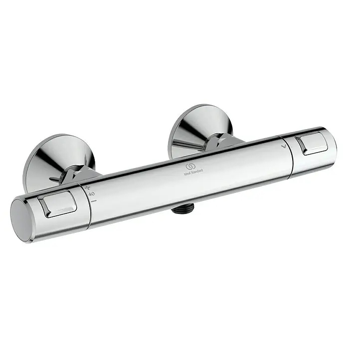 Ideal Standard Ceratherm Brausethermostat T25Chrom, Glänzend - Ideal Standard Thermostat-Brausebatterie zur Aufputzmontage, verchromt für langlebige Eleganz und präzise Temperaturregelung in Ihrem Badezimmer.