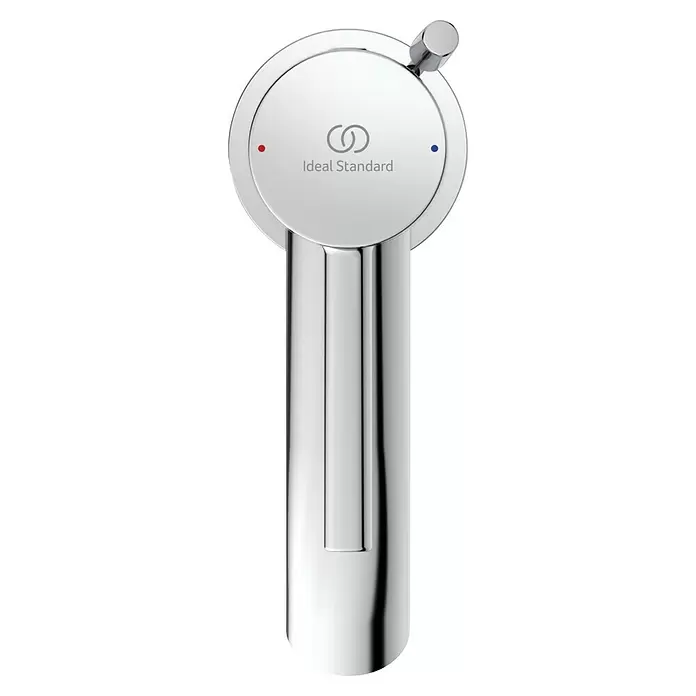 Ideal Standard Ceraline Waschtischarmatur - Chrom, Glänzend, Mit Push-Open Ablaufgarnitur - Verchromte Ideal Standard Armaturenbetätigung mit zylindrischem Körper, runder Platte, Heiß-/Kalt-Anzeigen und kleinem Hebel.
