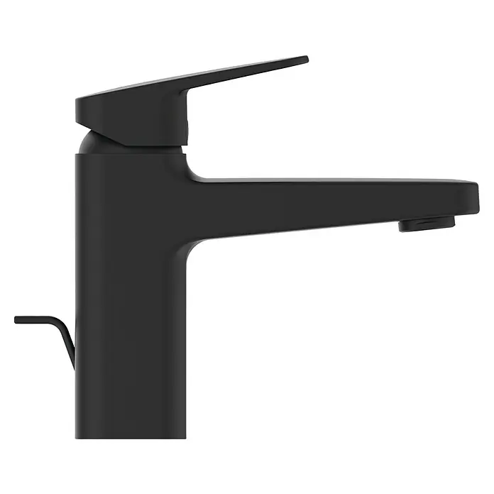 Ideal Standard Ceraplan Waschtischarmatur H90 - Schwarz, Matt, Mit Ablaufgarnitur - Schwarzer Wasserhahn mit schlankem Design. Zeitgemäße Armatur für Badezimmer oder Küche, die Funktionalität und Stil vereint.