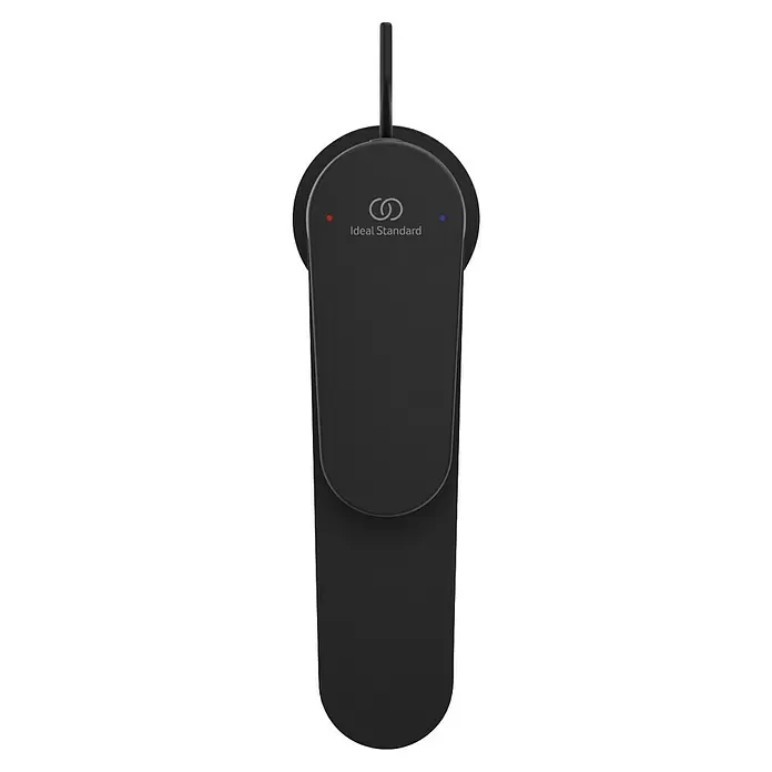 Ideal Standard Cerafine O Waschtischarmatur H120 - Schwarz, Matt, Mit Ablaufgarnitur - Matt-schwarze Ideal Standard berührungslose Armaturen-Steuerung mit roten und blauen Heiß-/Kaltanzeigen.