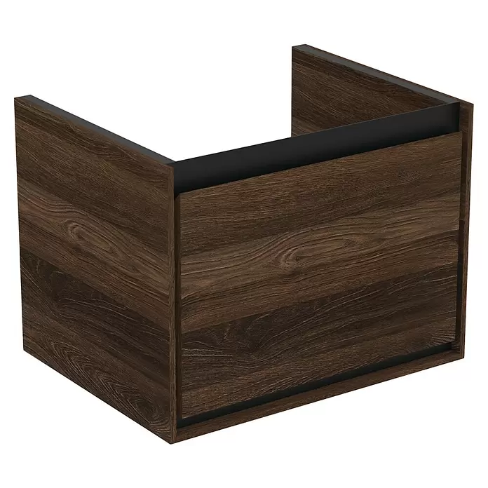 Ideal Standard Connect Air Waschtischunterschrank - 53 x 40,9 x 40 cm - Dunkelbrauner Badunterschrank in Holzoptik mit offener Oberseite, passend für ein Waschbecken.