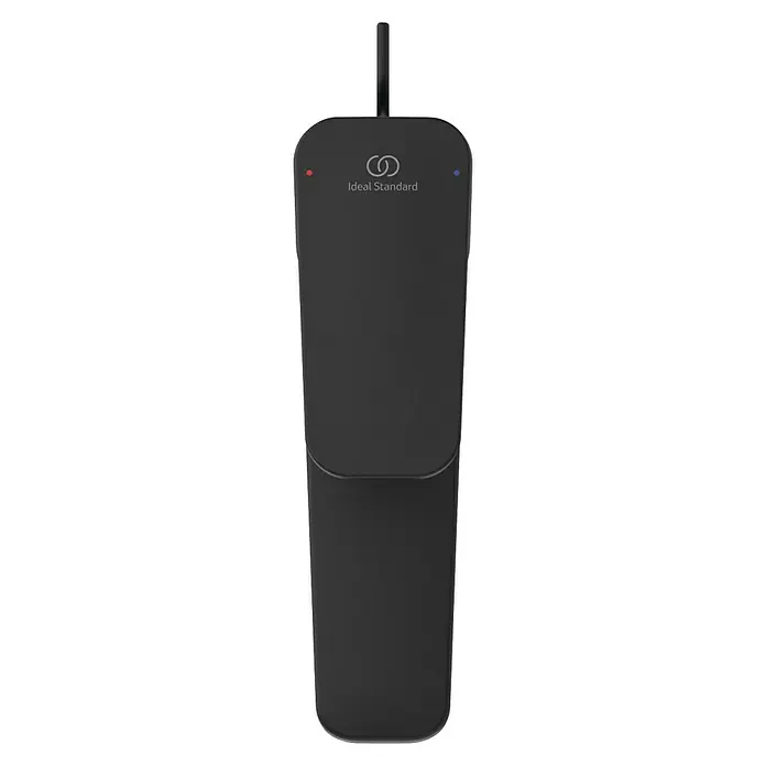 Ideal Standard Ceraplan Waschtischarmatur H90 - Schwarz, Matt, Mit Ablaufgarnitur - Detaillierte Aufnahme eines schwarzen Ideal Standard Produkts, das modernes Design und Funktionalität vereint. Ideal für Badezimmerausstattungen.