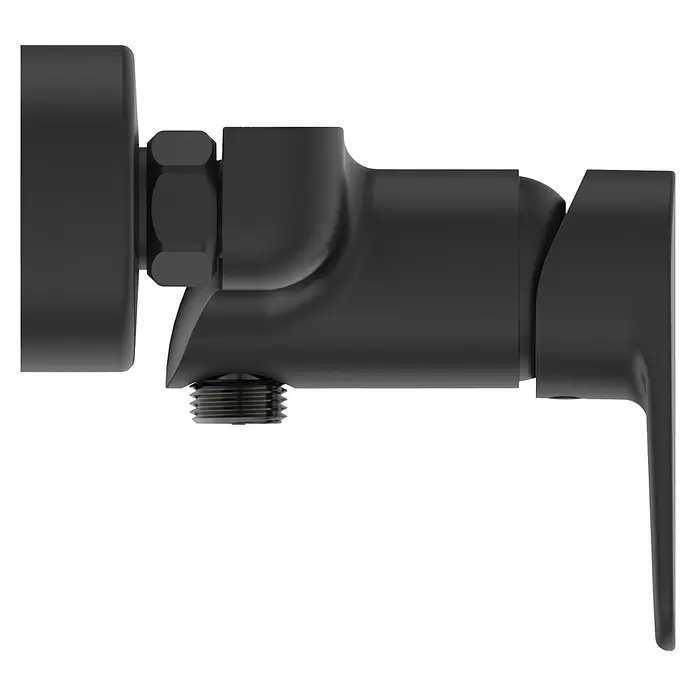 Ideal Standard Cerafine O Brausearmatur - Schwarz, Matt - Mattschwarzes Duschventil mit abgewinkeltem Körper, Seitenhebel und Gewindeanschluss für den Schlauch.