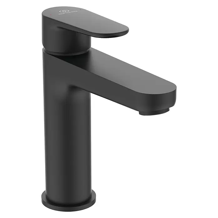 Ideal Standard Cerafine O Waschtischarmatur H120 - Schwarz, Matt, Mit Push-Open Ablaufgarnitur - Schwarze Ideal Standard Einhebel-Waschtischarmatur.