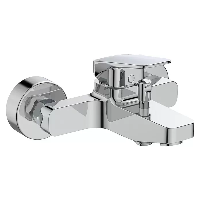 Ideal Standard Ceraplan Badewannenarmatur - Ausladung Armatur: 163 mm, Chrom, Glänzend - Glänzende, verchromte Wannen- und Brausearmatur mit Einhebelmischer und Umstellknopf.