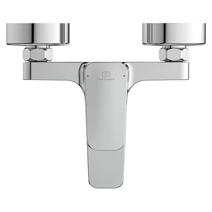 Ideal Standard Ceraplan Badewannenarmatur - Ausladung Armatur: 163 mm, Chrom, Glänzend - Poliertes Chrom Ideal Standard Badarmatur. Mit zwei oberen Anschlüssen und zentralem Auslauf mit Warm-/Kaltanzeigen.