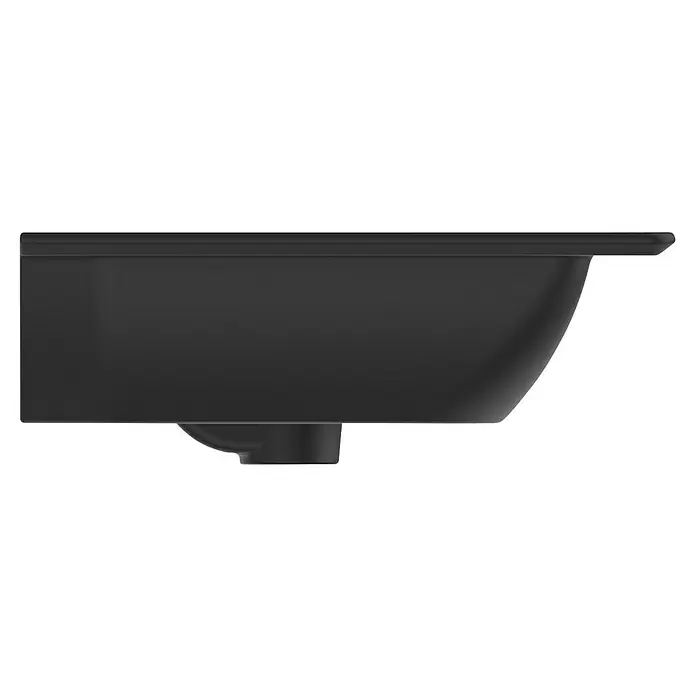 Ideal Standard Connect Air Einbauwaschbecken84 x 46 cm, Ohne Spezialglasur, Hahnloch: Mitte, Mit Überlauf, Schwarz
