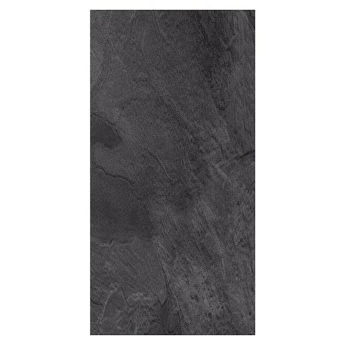 LOGOCLIC Aquaprotect Laminat - Pure, 638 x 330 x 8 mm - Texturierte schwarze Steinplatte mit subtilen Mustern und einer matten Oberfläche, ideal für Hintergründe oder Produktdarstellungen.