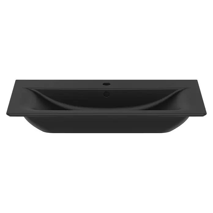 Ideal Standard Connect Air Einbauwaschbecken84 x 46 cm, Ohne Spezialglasur, Hahnloch: Mitte, Mit Überlauf, Schwarz