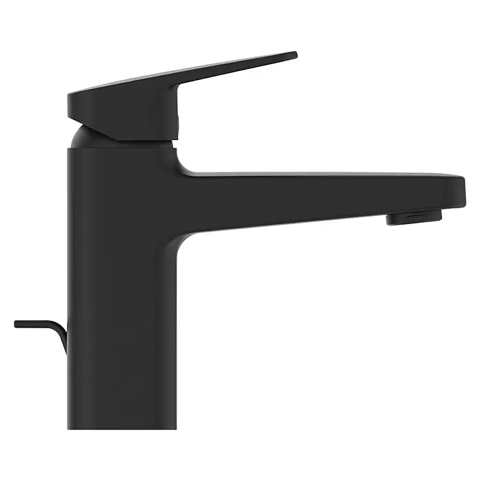 Ideal Standard Ceraplan Kaltwasser-Standventil H90 - Schwarz, Matt - Moderner mattschwarzer Wasserhahn mit Einhebelmischer und Zugstangenablaufgarnitur.