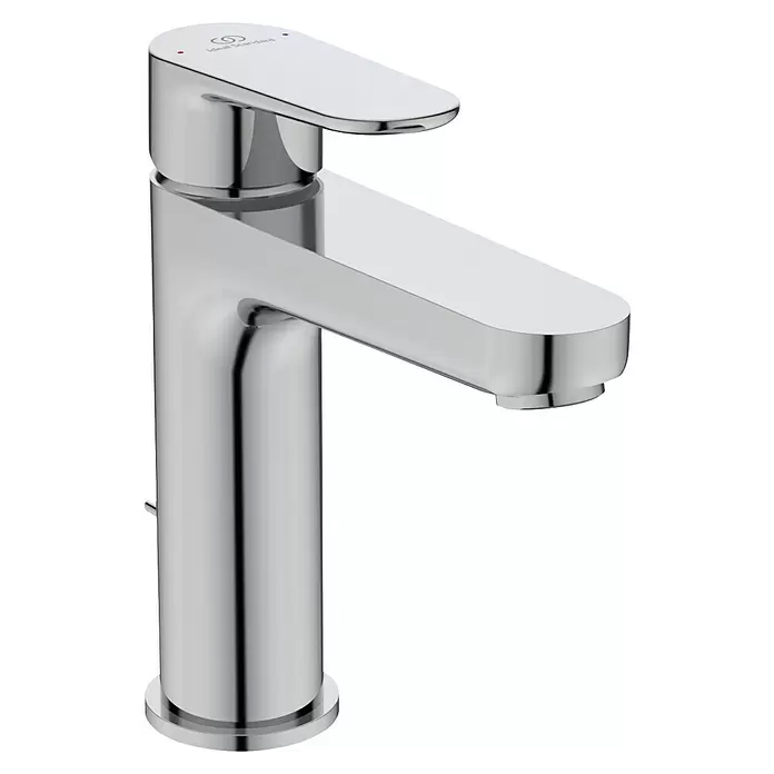 Ideal Standard Cerafine O Waschtischarmatur H120 - Chrom, Glänzend, Mit Ablaufgarnitur - Moderner, verchromter Einhebel-Waschtischmischer mit schlankem Design und flachem Griff.