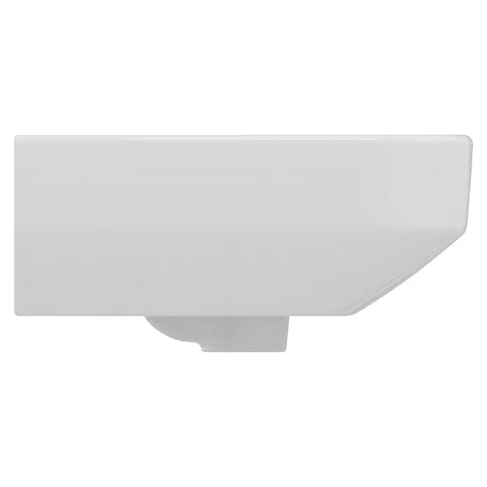 Ideal Standard i.life S Waschtisch - 50 x 38 cm, Ohne Spezialglasur, Hahnloch: Mitte, Mit Überlauf, Weiß - Weißes, wandmontiertes Keramikwaschbecken mit sanft abfallender Vorderseite.