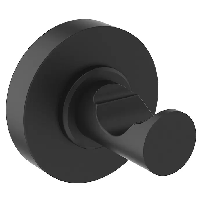 Ideal Standard WC-Set Iom 2 - 3 -tlg., Schwarz - Mattschwarzer Wandhaken mit runder Basis.