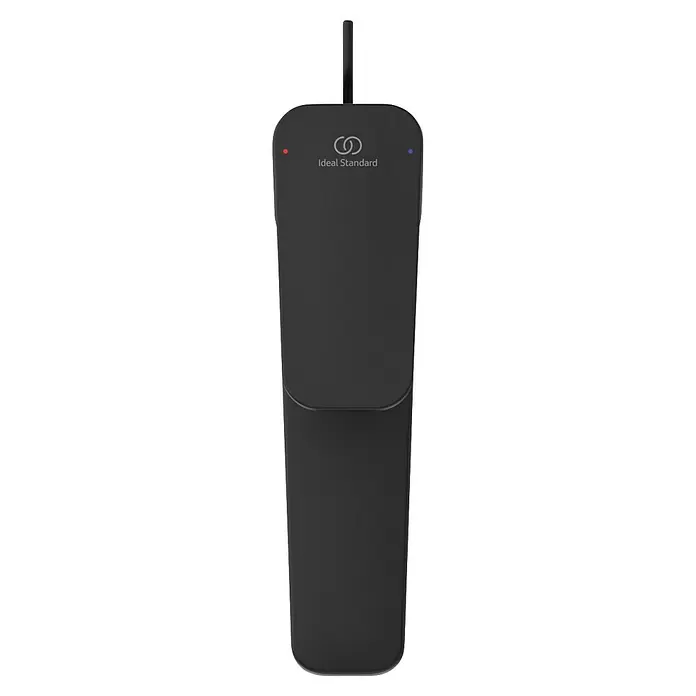 Ideal Standard Ceraplan Waschtischarmatur H250 - Schwarz, Matt - Ideal Standard schwarzes mattes Sensor-Armaturenteil, elegantes Design mit roten und blauen Anzeigen.