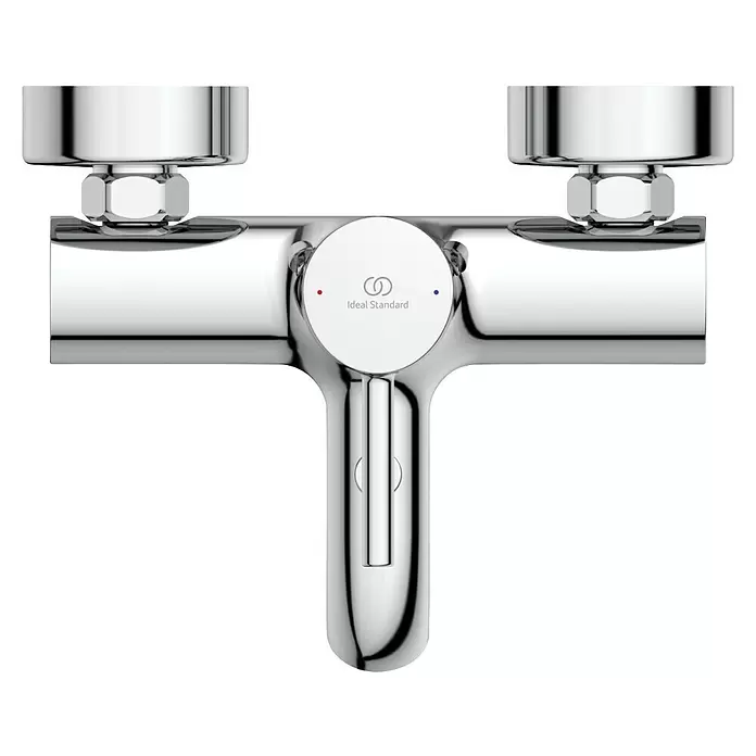 Ideal Standard Ceraline Badewannenarmatur - Ausladung Armatur: 168 mm, Chrom, Glänzend - Verchromte Bad-Mischbatterie mit zentralem Bedienhebel, Warm- und Kaltwasseranzeigen und zwei oberen Anschlüssen.
