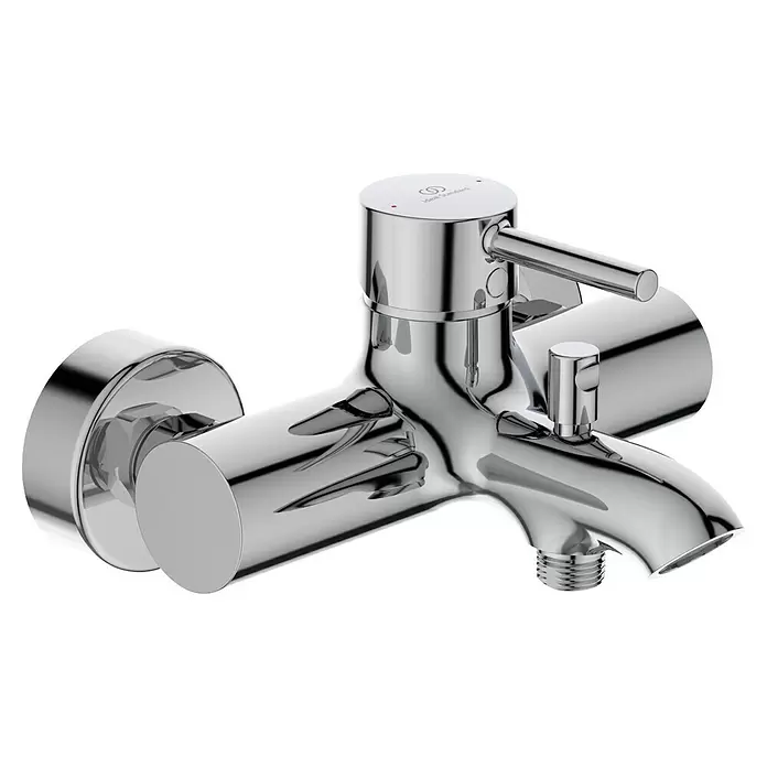 Ideal Standard Ceraline Badewannenarmatur - Ausladung Armatur: 168 mm, Chrom, Glänzend - Verchromter Einhebel-Wannenmischer mit Umsteller, glänzend poliert.