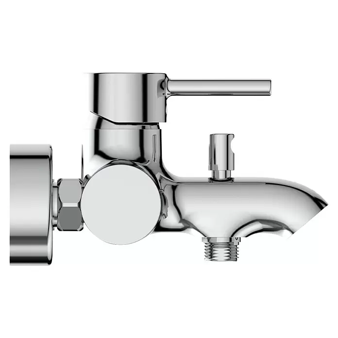Ideal Standard Ceraline Badewannenarmatur - Ausladung Armatur: 168 mm, Chrom, Glänzend - Wandmontierter, verchromter Badmischerhahn mit Hebelgriff und Umsteller.