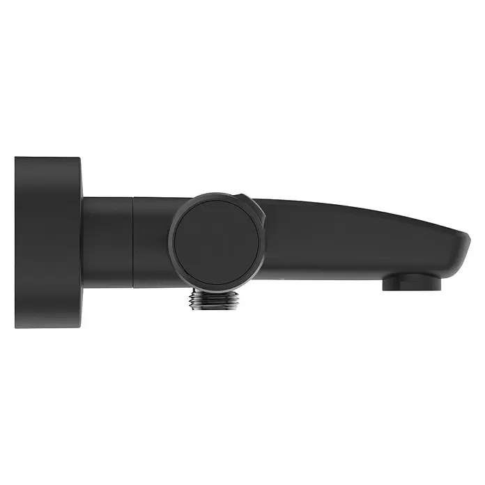 Ideal Standard Ceratherm Wannenthermostat T25 - Schwarz - Mattschwarzer, wandmontierter Wasserhahn-Auslauf mit Rundgelenk und Gewindeanschluss.
