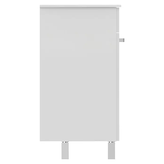 Ideal Standard Eurovit Badmöbel-Set - Gesamtbreite Badmöbel: 61 cm, Weiß, Glänzend - Weißer Rollbildschirm mit einer sauberen weißen Oberfläche und zwei Standfüßen.