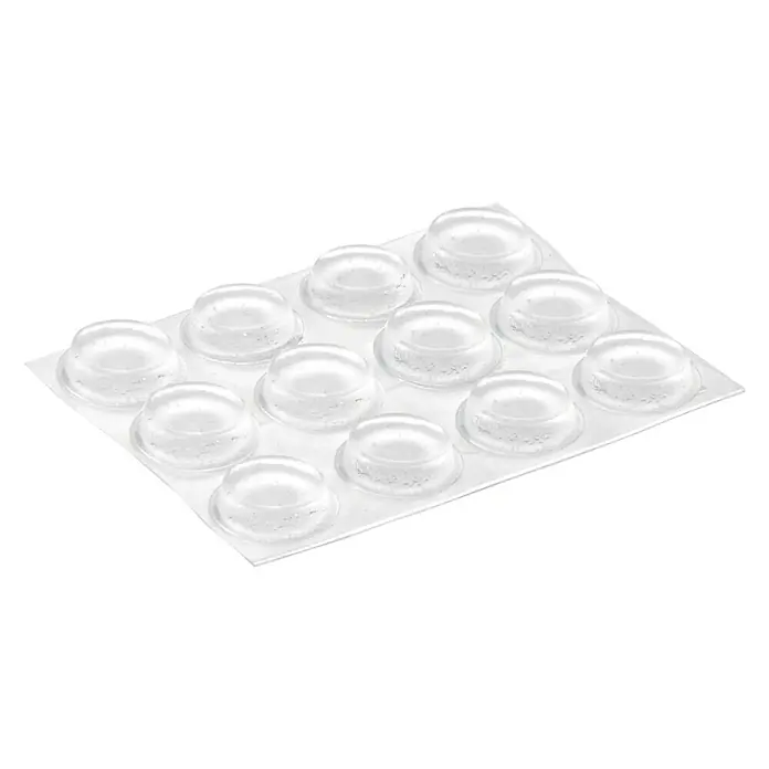 Inofix Adhesivo antideslizante 4051-2 - Diámetro: 13 mm, Transparente, Pegado, 14 pzs. - Almohadillas protectoras de silicona transparente en blíster, ideales para proteger muebles y reducir el ruido.