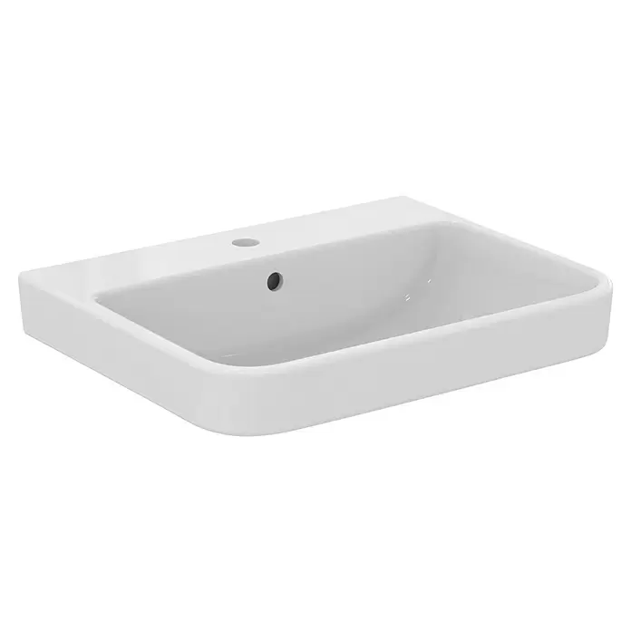 Ideal Standard i.life B Waschtisch60 x 48 cm, Ohne Spezialglasur, Hahnloch: Mitte, Mit Überlauf, Weiß