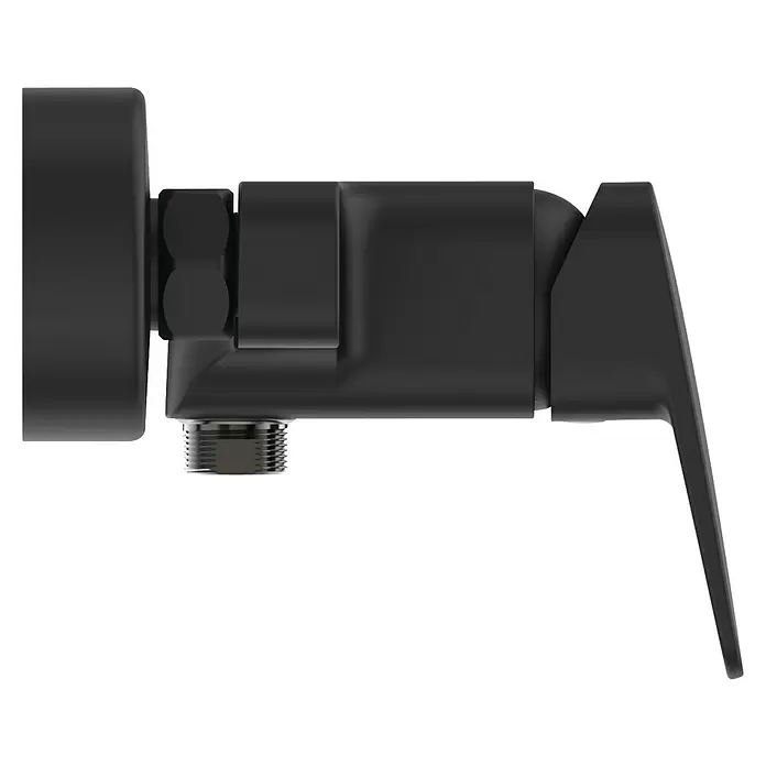 Ideal Standard Ceraplan Brausearmatur - Schwarz, Matt - Schwarzes Absperrventil mit Hebelgriff und Gewindeanschluss.