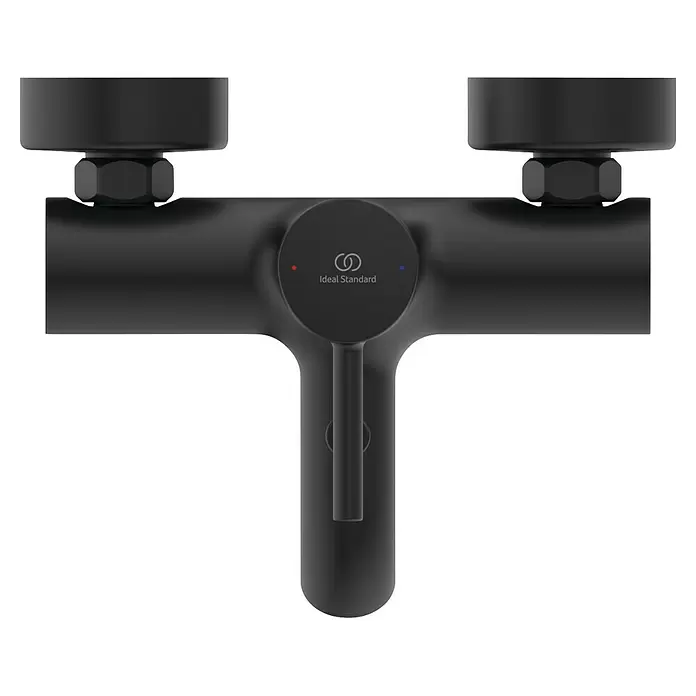 Ideal Standard Ceraline Badewannenarmatur - Ausladung Armatur: 168 mm, Schwarz, Matt - Mattschwarzer Duschmischer mit zwei oberen Reglern und zentralem Griff. Ideal Standard.
