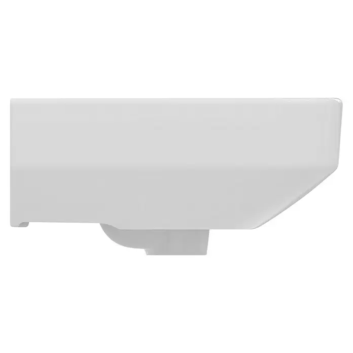 Ideal Standard i.life S Waschtisch - 55 x 38 cm, Ohne Spezialglasur, Hahnloch: Mitte, Mit Überlauf, Weiß - Weißer Keramik-Toilettenspülkasten, Seitenansicht.