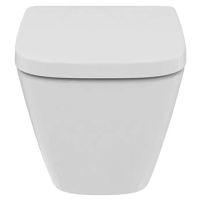 Ideal Standard i.life B Wand-WC-Set - Spülrandlos, Ohne Spezialglasur, Spülform: Tief, WC Abgang: Waagerecht, Weiß - Abgebildete, elegante, wandhängende Toilette in Weiß, die sich perfekt in jedes moderne Badezimmer einfügt.