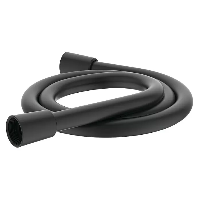 Ideal Standard Ceraline Duschsystem - Anzahl Strahlarten: 1 Stk., Schwarz - Aufgerollter dunkelgrauer Duschschlauch mit Gewindeanschlüssen an beiden Enden.