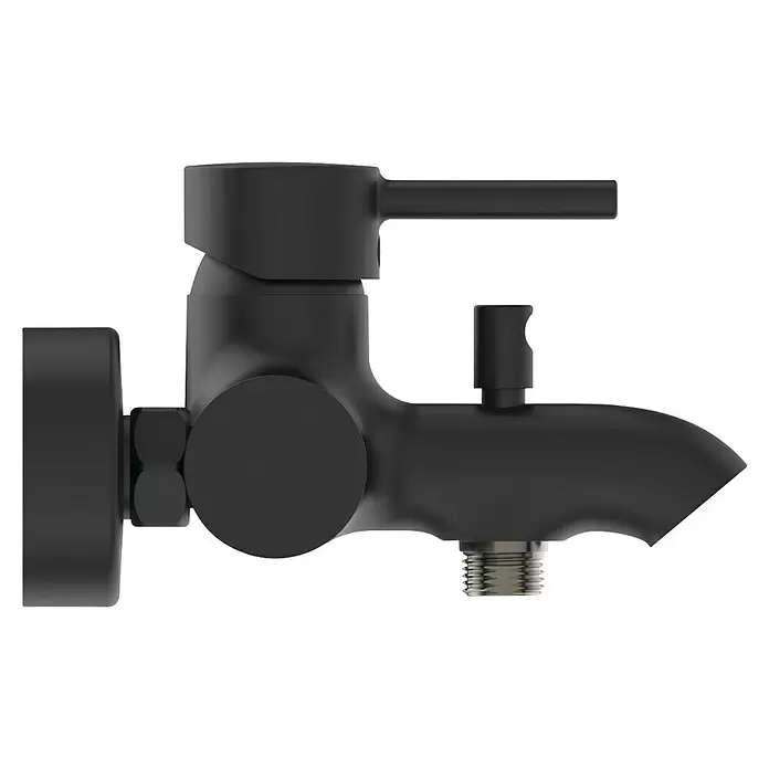 Ideal Standard Ceraline Badewannenarmatur - Ausladung Armatur: 168 mm, Schwarz, Matt - Schwarzmatte Wandarmatur mit Einhebelmischer und Gewindeanschluss.